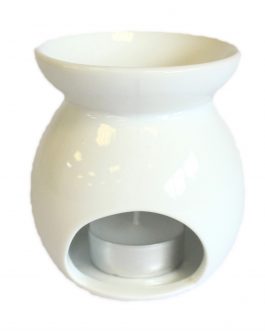 Large White Ceramic Oil / Wax Tealight Burner – Tree Design