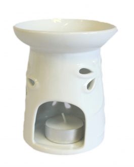 White Ceramic Oil / Wax Tealight Burner – Dragonflies