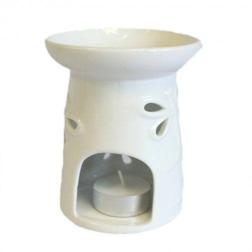 White Ceramic Oil / Wax Tealight Burner - Dragonflies - Image 2