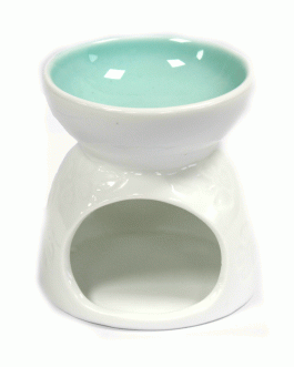 White & Teal Ceramic Oil / Wax melt Burner