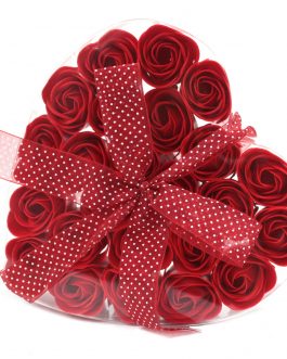 Set of 24 Soap Roses in Heart Box  – Red