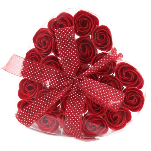 Set of 24 Soap Roses in Heart Box  - Red