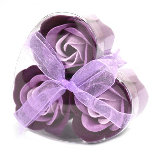 Box of 3 Soap Roses - Purple