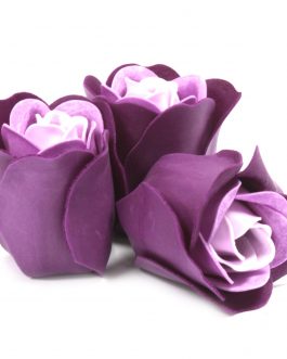 Box of 3 Soap Roses – Purple