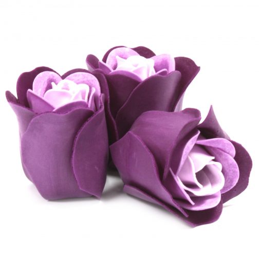 Box of 3 Soap Roses - Purple - Image 2