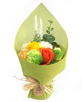 Standing Soap Flower Bouquet – Green / Yellow