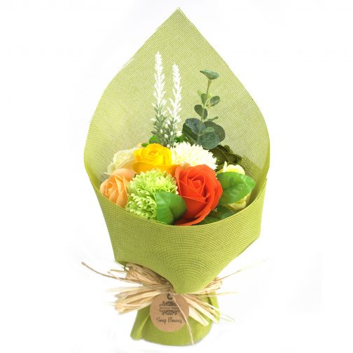 Standing Soap Flower Bouquet - Green / Yellow