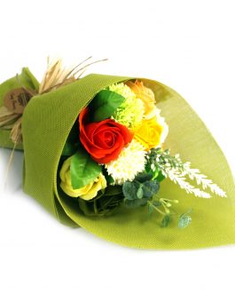 Standing Soap Flower Bouquet – Green / Yellow