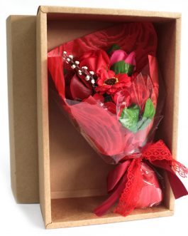 Boxed Hand Soap Flower Bouquet – Red