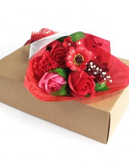 Boxed Hand Soap Flower Bouquet – Red