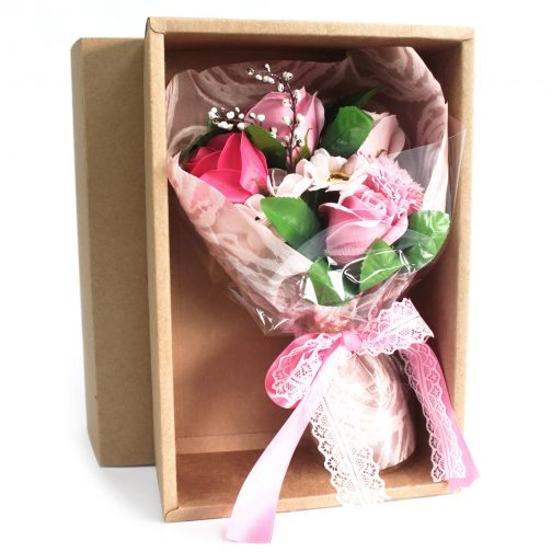 Boxed Hand Soap Flower Bouquet - Pink - Image 2