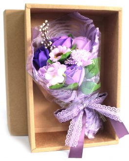 Boxed Hand Soap Flower Bouquet – Purple