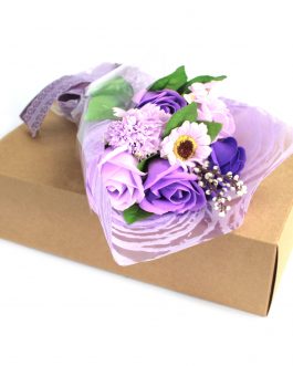 Boxed Hand Soap Flower Bouquet – Purple