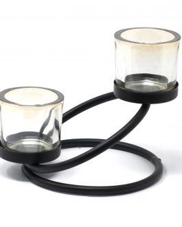 Centrepiece Iron Votive Candle Holder – 2 Cup Double Step
