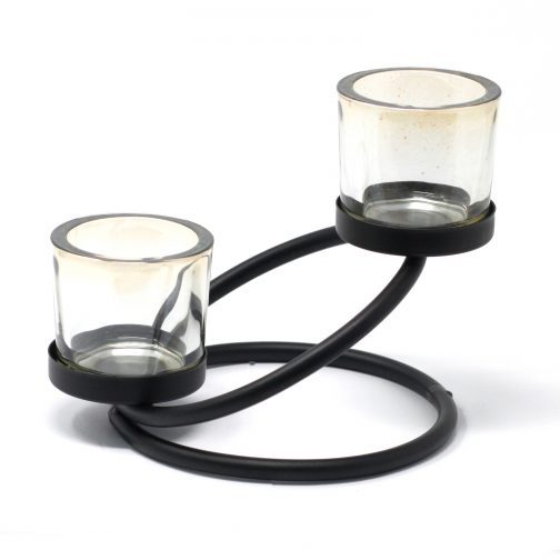 Centrepiece Iron Votive Candle Holder - 2 Cup Double Step - Image 2