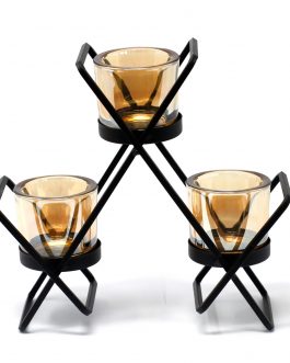 Centrepiece Iron Votive Candle Holder – 3 Cup Triangle