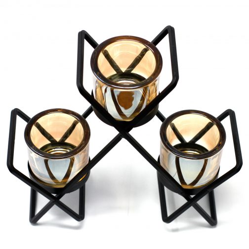 Centrepiece Iron Votive Candle Holder - 3 Cup Triangle - Image 3