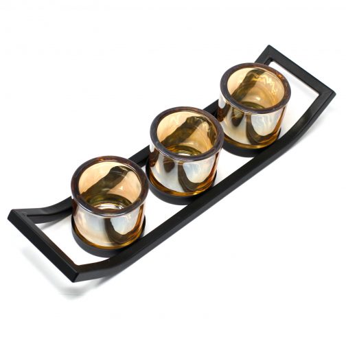 Centrepiece Iron Votive Candle Holder - 3 Cup Ledge - Image 3