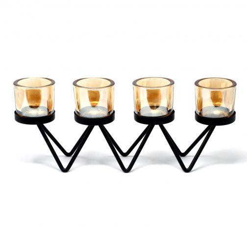 Centrepiece Iron Votive Candle Holder - 4 Cup Zig Zag - Image 3