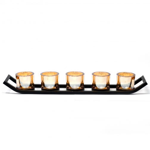 Centrepiece Iron Votive Candle Holder - 5 piece ledge - Image 2