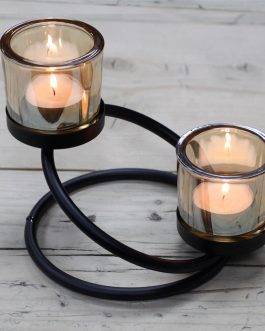 Centrepiece Iron Votive Candle Holder – 2 Cup Double Step