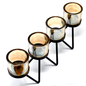 Centrepiece Iron Votive Candle Holder – 4 Cup Zig Zag