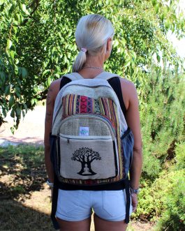 Eco friendly Hemp & Cotton Large Backpack Bag  – Tree