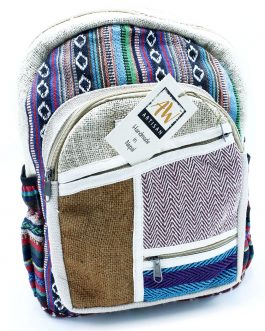 Eco friendly Hemp & Cotton Small Backpack Bag  – Zips