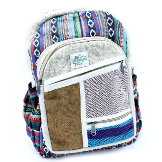 Eco friendly Hemp & Cotton Small Backpack Bag  – Zips