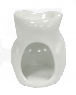 White Ceramic Oil / Wax Tealight Burner – Owl Design