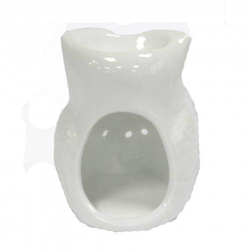 White Ceramic Oil / Wax Tealight Burner - Owl Design - Image 2