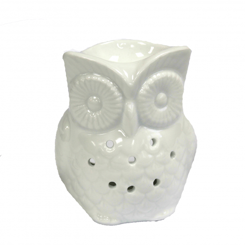 White Ceramic Oil / Wax Tealight Burner - Owl Design