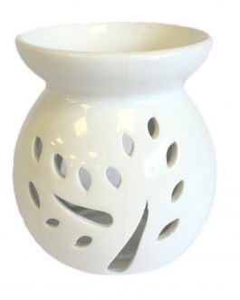 Large White Ceramic Oil / Wax Tealight Burner – Tree Design