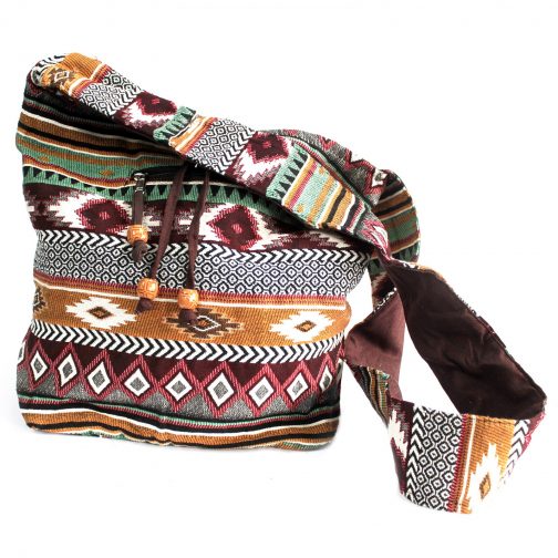 Large Jacquard Chocolate Sling Bag