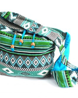 Large Jacquard Teal Sling Bag