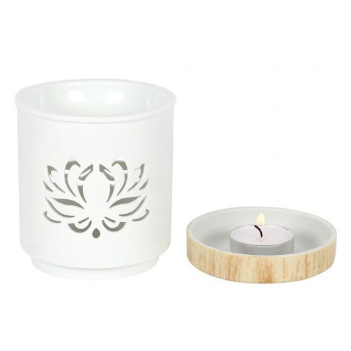 Lotus Flower Ceramic Tealight Burner - white - Image 3