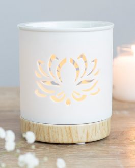 Lotus Flower Ceramic Tealight Burner – white