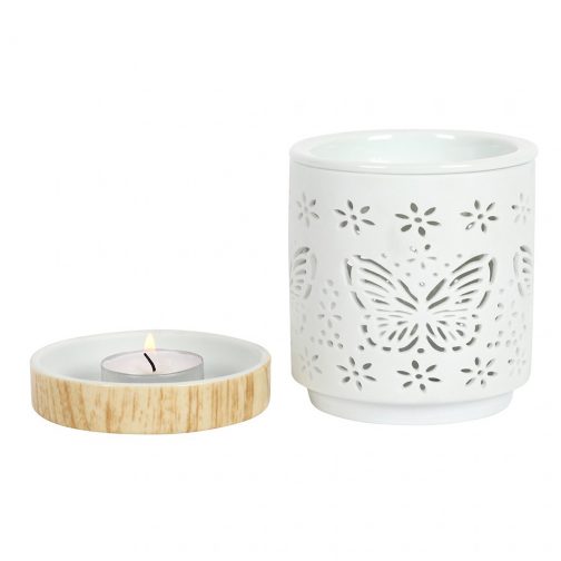 White Butterfly Ceramic Tealight Burner - Image 2