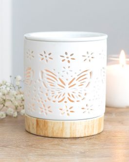 White Butterfly Ceramic Tealight Burner