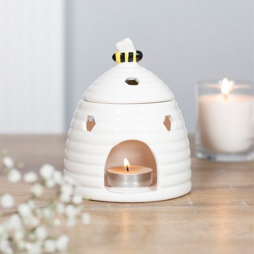 White Beehive Ceramic Tealight Burner