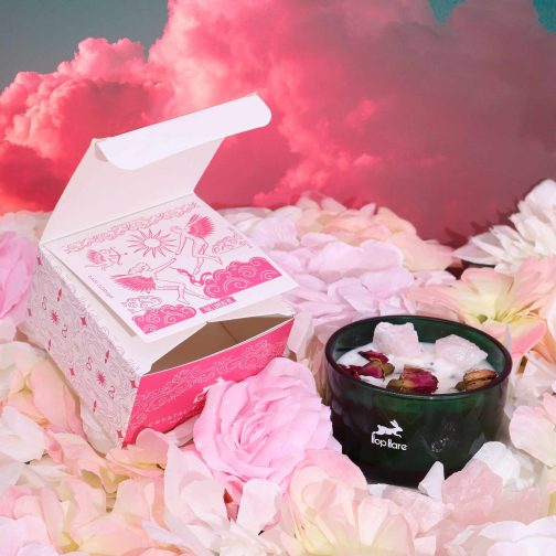 Hop Hare Rose Quartz Crystal Candle - The Lovers - Image 4