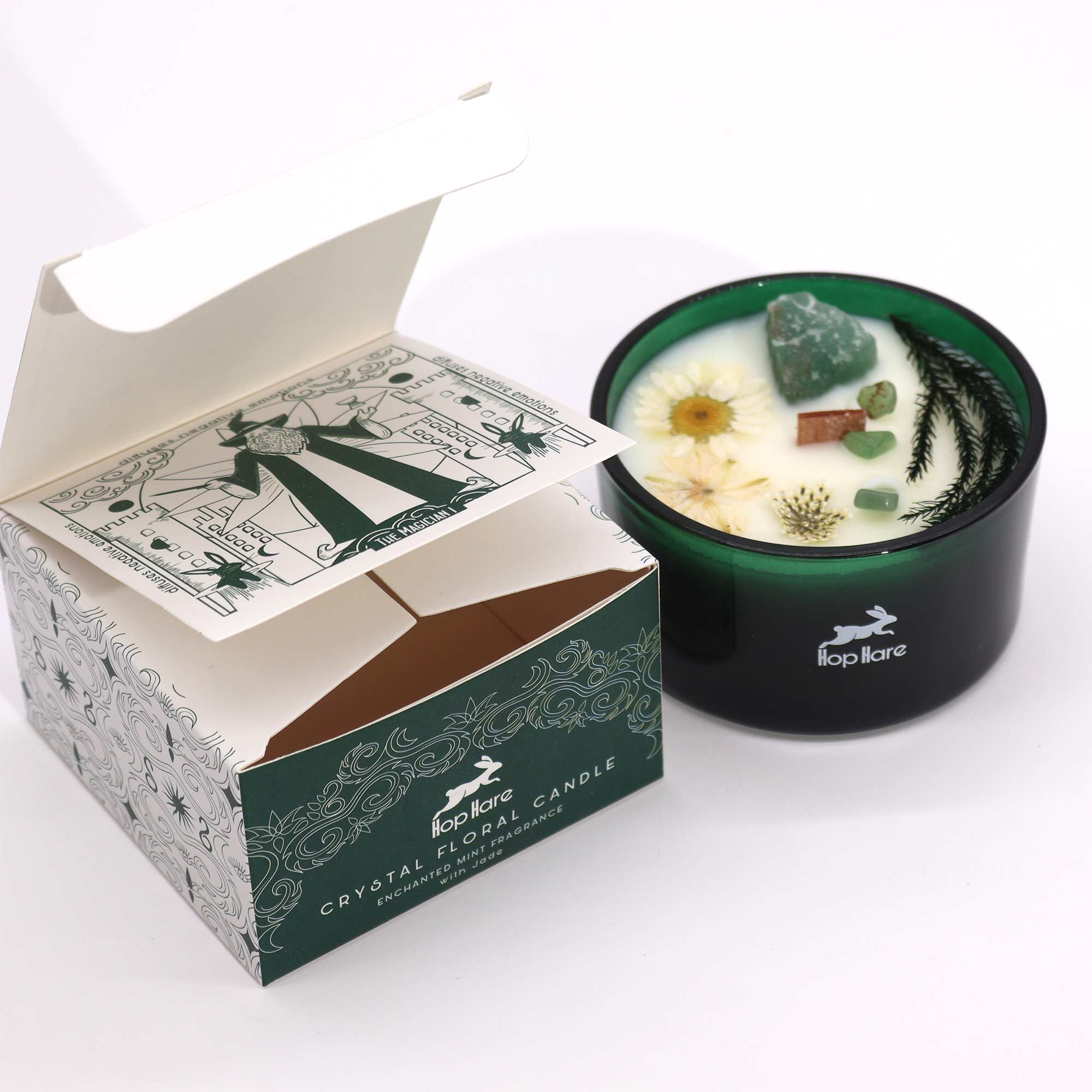 Hop Hare Jade crystal & Flower Candle - The Magician - Image 3