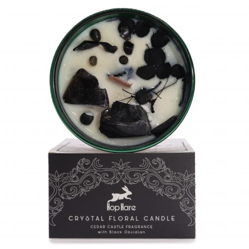 Hop Hare Black Obsidian Crystal Candle - The Knight of Swords