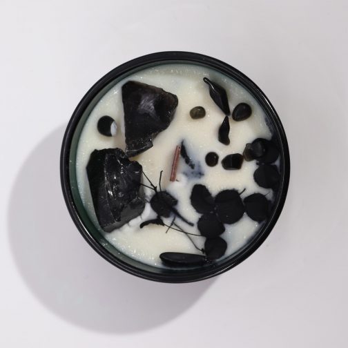 Hop Hare Black Obsidian Crystal Candle - The Knight of Swords - Image 3